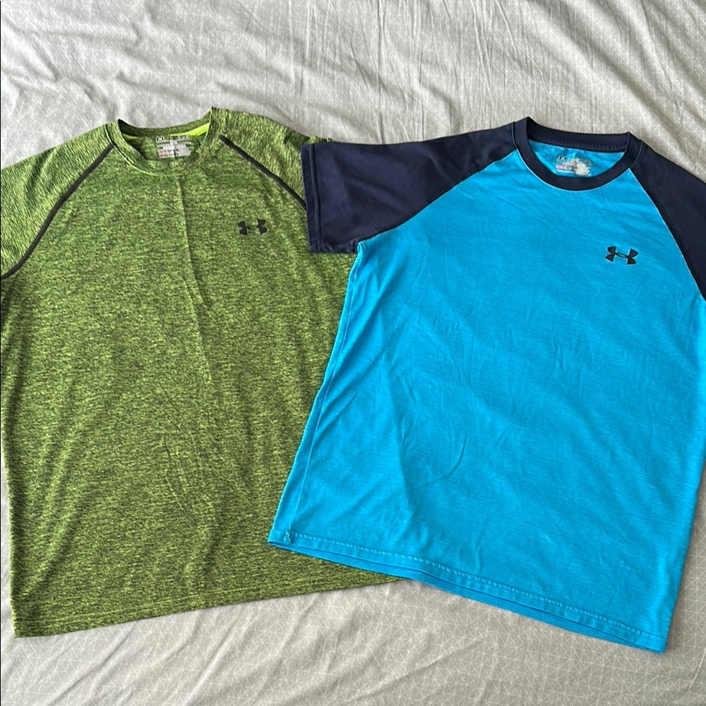 BUNDLE Under Armour Men's Green and Blue T-Shirts